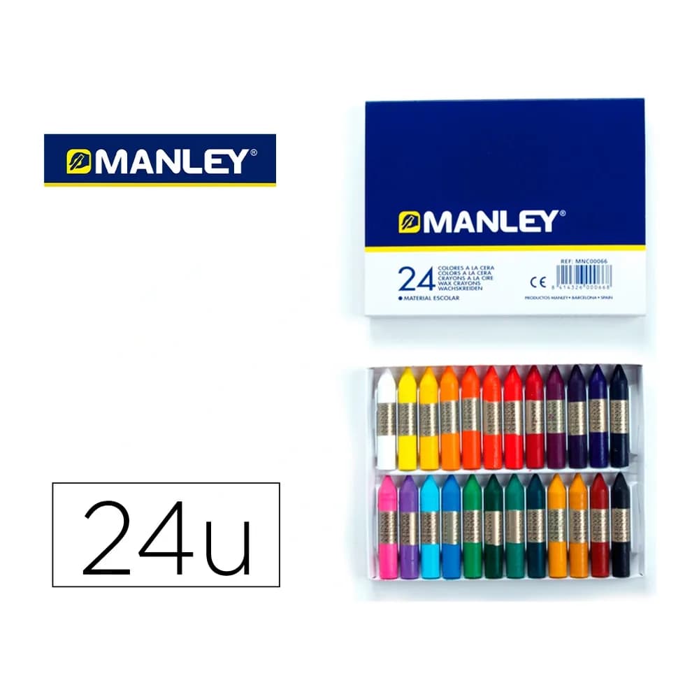 Manley Lapices cera manley caja de 24 colores surtidos