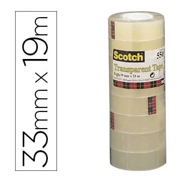 Scotch Cinta adhesiva scotch acordeon 550 33 mt x 19 mm pack de 8 unidades