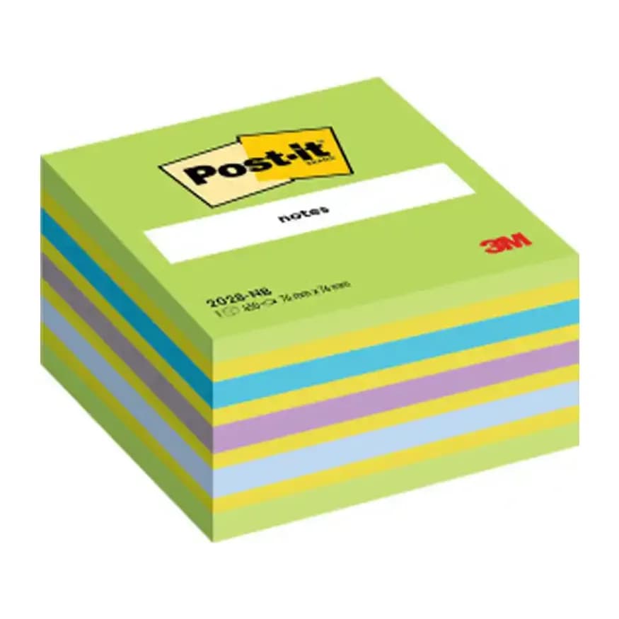 Post-it Bloc de notas adhesivas quita y pon post-it 76x76 mm cubo color azul y verde 450 hojas