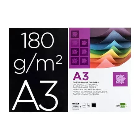 Liderpapel Cartulina liderpapel a3 180g/m2 paquete de 100 hojas