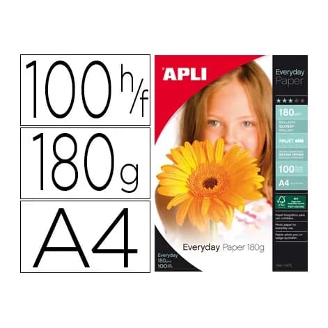 Apli Papel fotografico apli glossy pack de 100 hojas