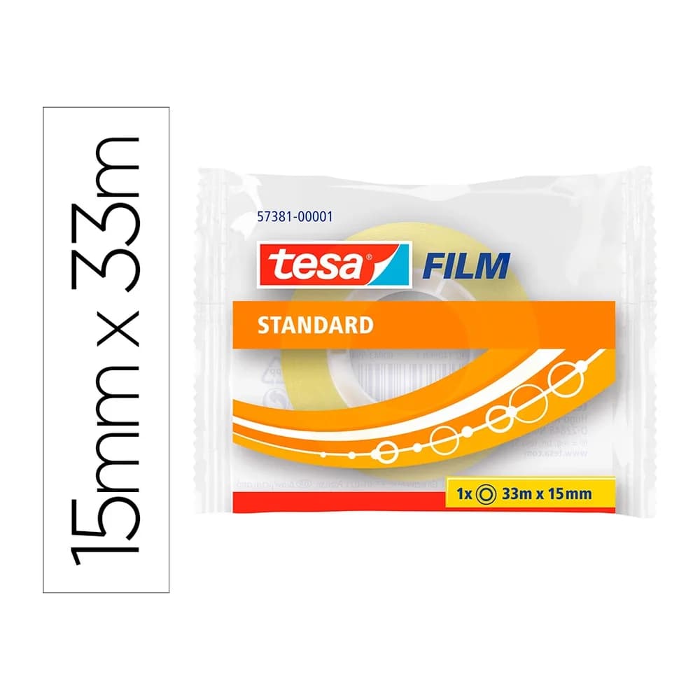 Tesa Cinta adhesiva tesa standard 33 mt x 15 mm