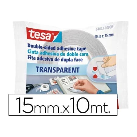 Tesa Cinta adhesiva tesa doble cara transparente 10 mt x 15 mm
