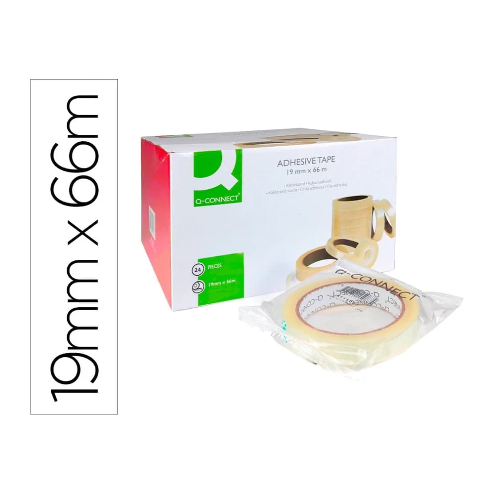 Q-connect Cinta adhesiva q-connect transparente 66 mt x 19 mm encelofanada