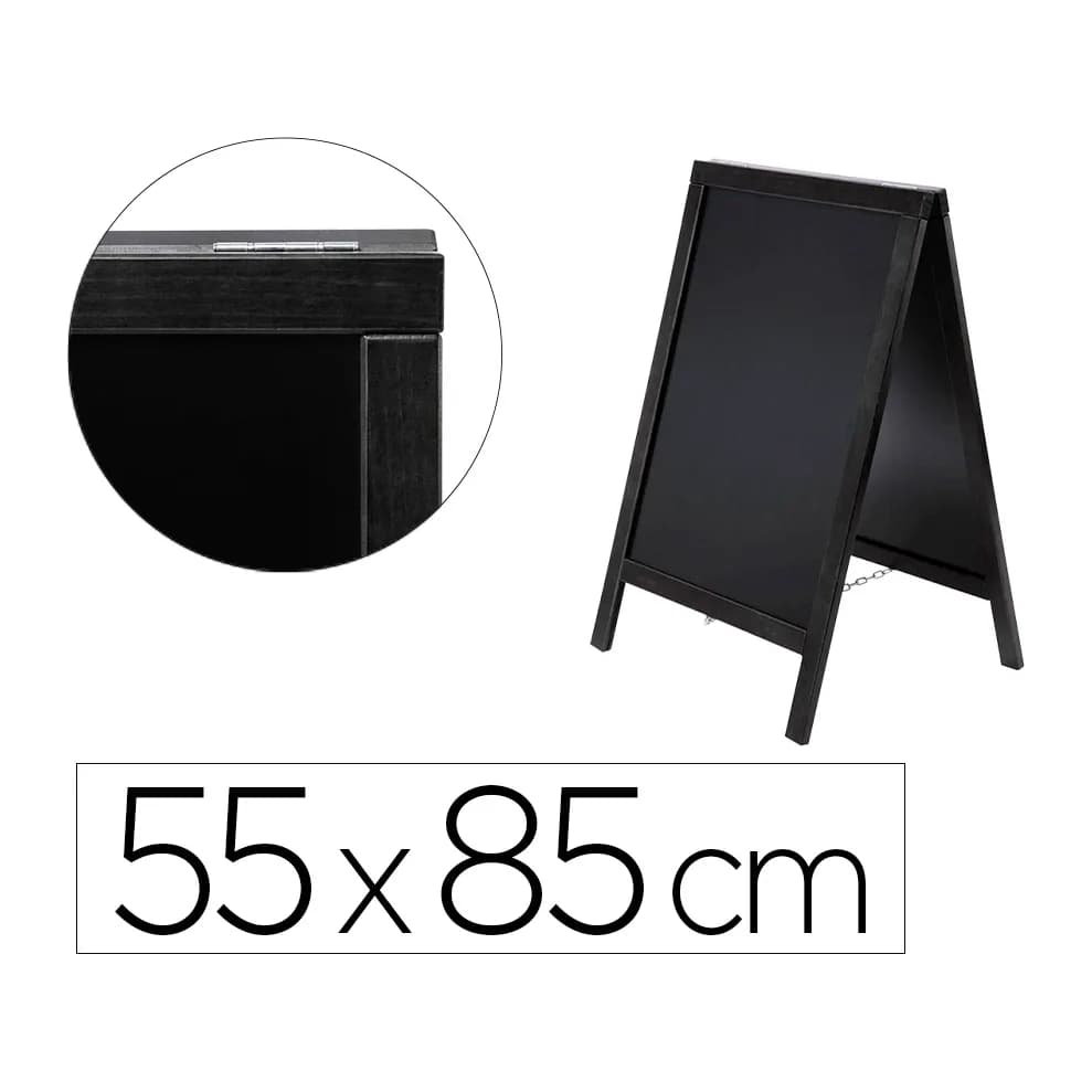 Liderpapel Pizarra negra liderpapel caballete doble cara de madera con superficie para rotuladores tipo tiza 55x85 cm