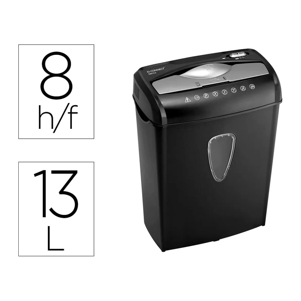 Q-connect Destructora de documentos q-connect kf17972 capacidad de corte 8 h destruye grapas clips cd y tarjetas 13 litros