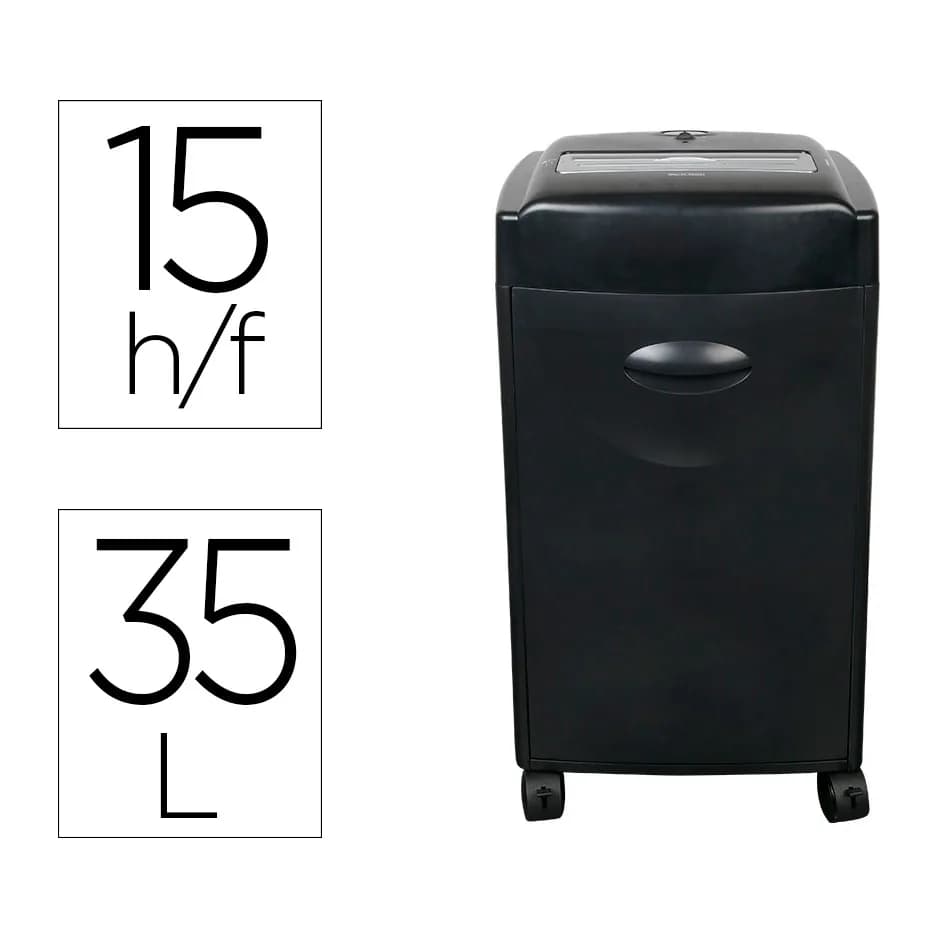 Q-connect Destructora de documentos q-connect kf15553 capacidad de corte 15 h destruye grapas clips cd y tarjetas 35 litros