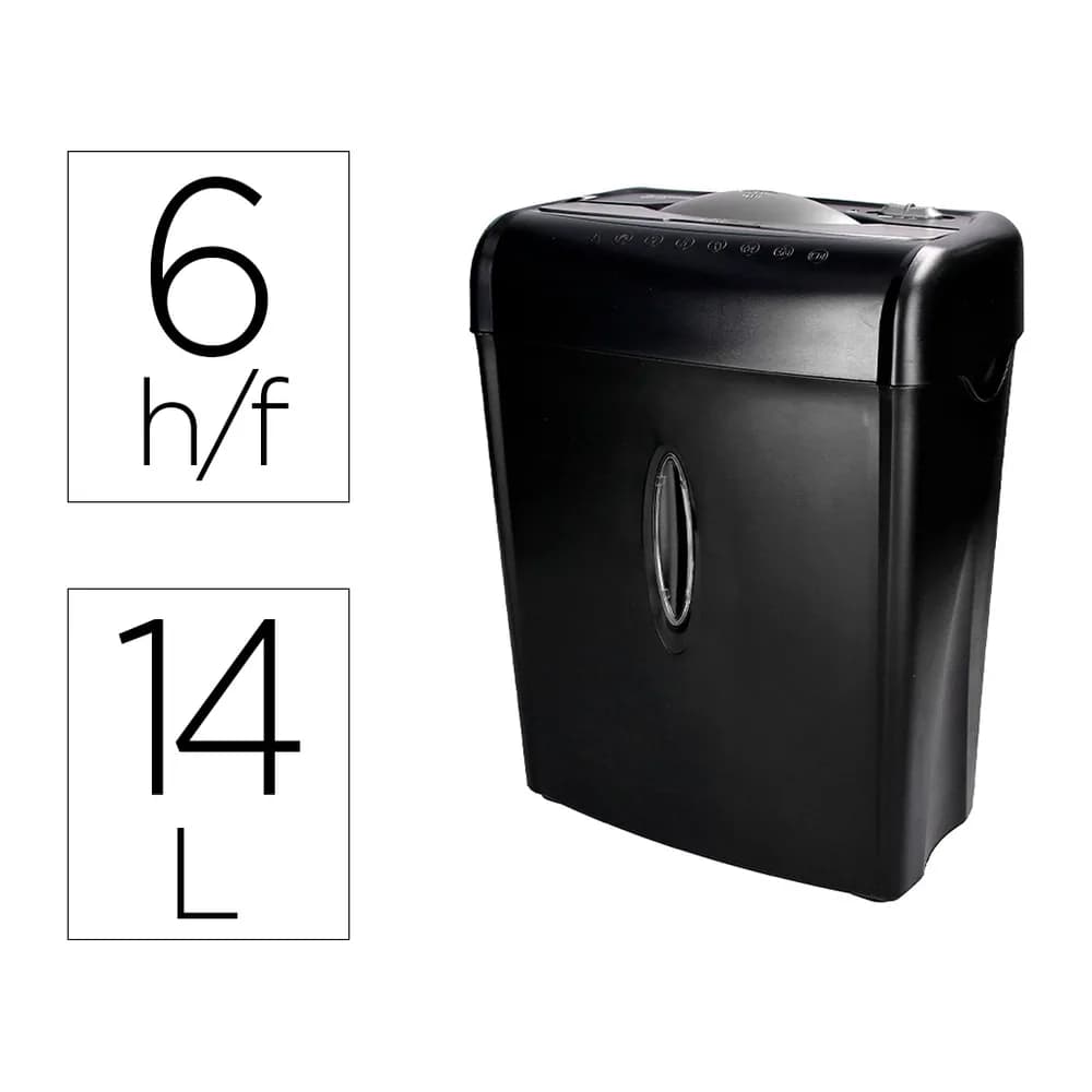 Q-connect Destructora de documentos q-connect kf17970 capacidad de corte 6 h destruye grapas clips y tarjetas papelera 14l