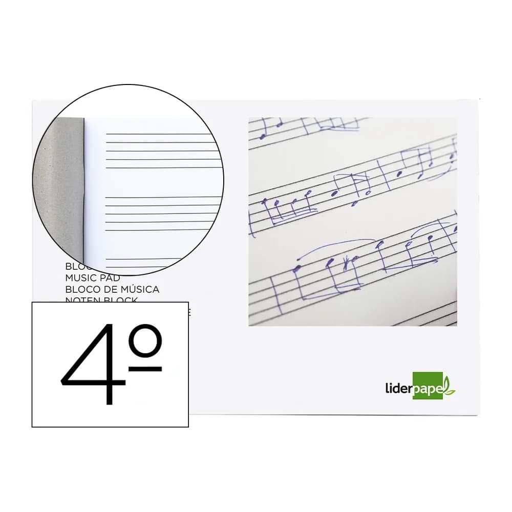 Liderpapel Bloc musica liderpapel pentagrama 5mm cuarto 20 hojas 100g/m2 grapado