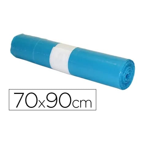 Blanca Bolsa basura industrial azul 70x90cm galga 110 rollo de 10 unidades