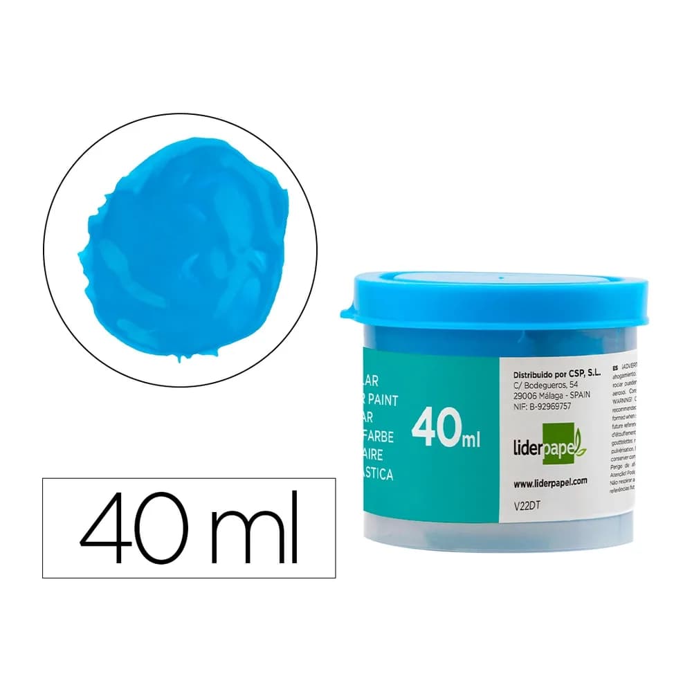Tempera liderpapel escolar 40 ml azul cian