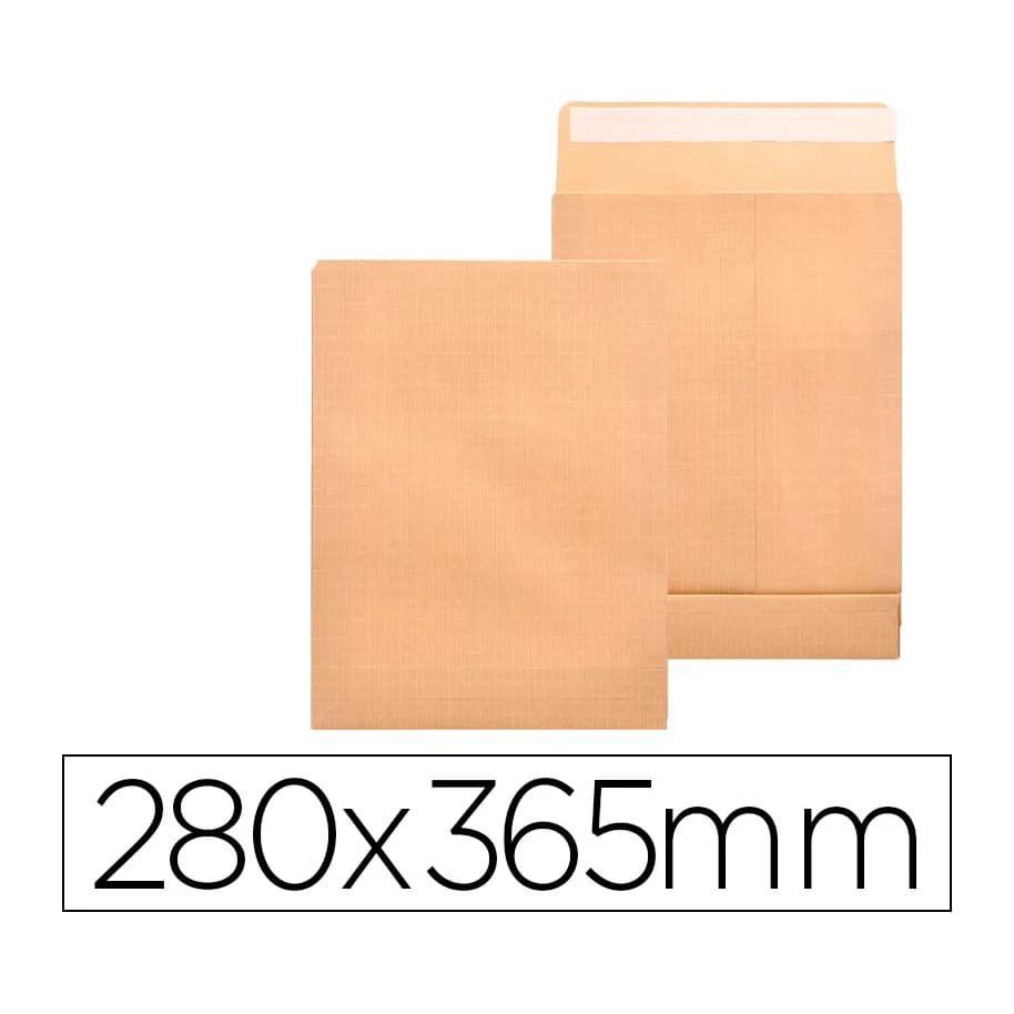 Liderpapel Sobre liderpapel bolsa fuelle kraft armado 280x365x50mm solapa tira de silicona papel 155 gr caja de 50 unidades