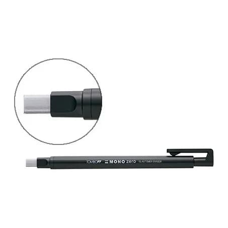 Tombow Portagomas tombow mono zero con clip goma rectangular 2,5 x 5 mm color negro