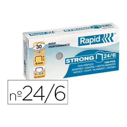 Rapid Grapas rapid nº 24/6 strong galvanizadas caja de 1000 unidades
