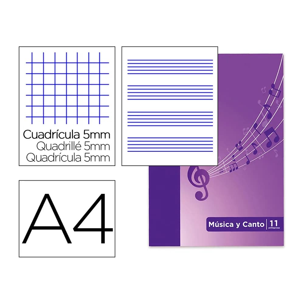 Oxford Bloc musica y canto oxford pentagrama interlineado 2 mm + cuadricula 5 mm din a4 24 hojas 90g/m2