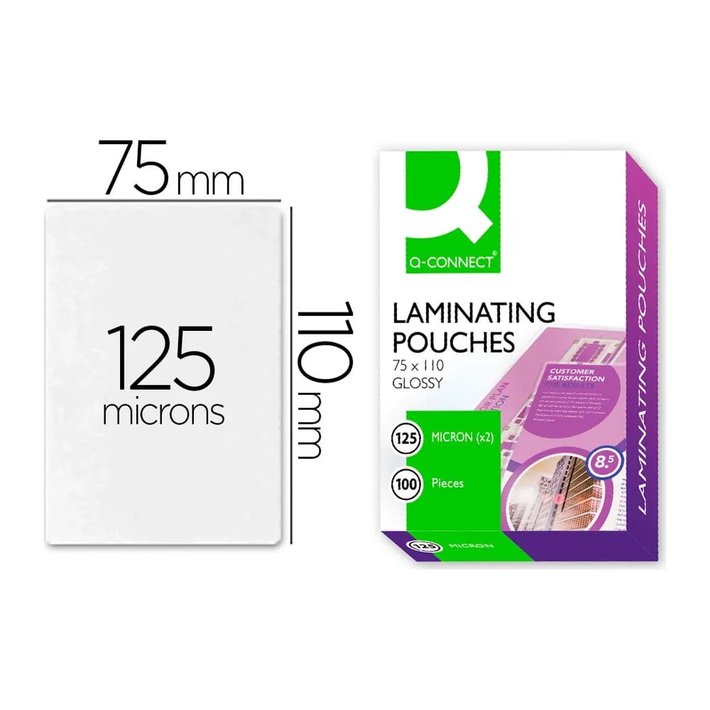 Q-connect Bolsa de plastificar q-connect 110 x 75 mm 125 mc carnet de identidad caja de 100 unidades