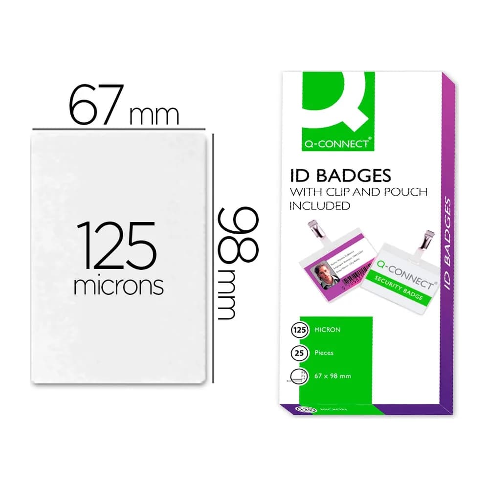 Q-connect Bolsa de plastificar q-connect 67x98 mm 125 mc con clip para tarjetas de visita caja de 25 unidades