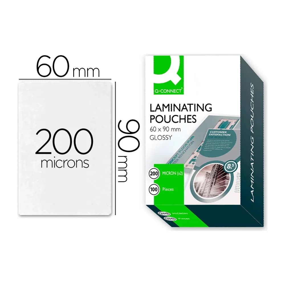 Q-connect Bolsa de plastificar q-connect 90 x 60 mm 200 mc carnet de nif caja de 100 unidades