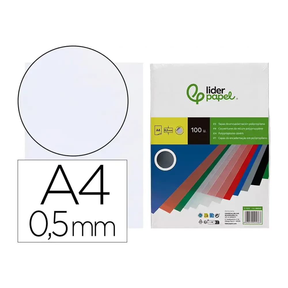 Liderpapel Tapa encuadernacion liderpapel polipropileno a4 0.5mm incolor translucidas paquete de 100 unidades