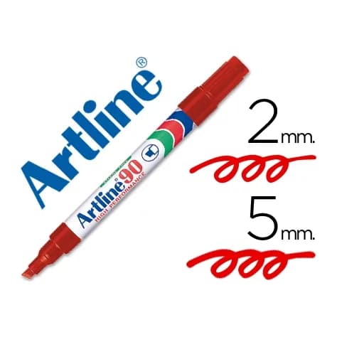 Artline Rotulador artline marcador permanente ek-90 punta biselada 5 mm papel metal y cristal · Rojo