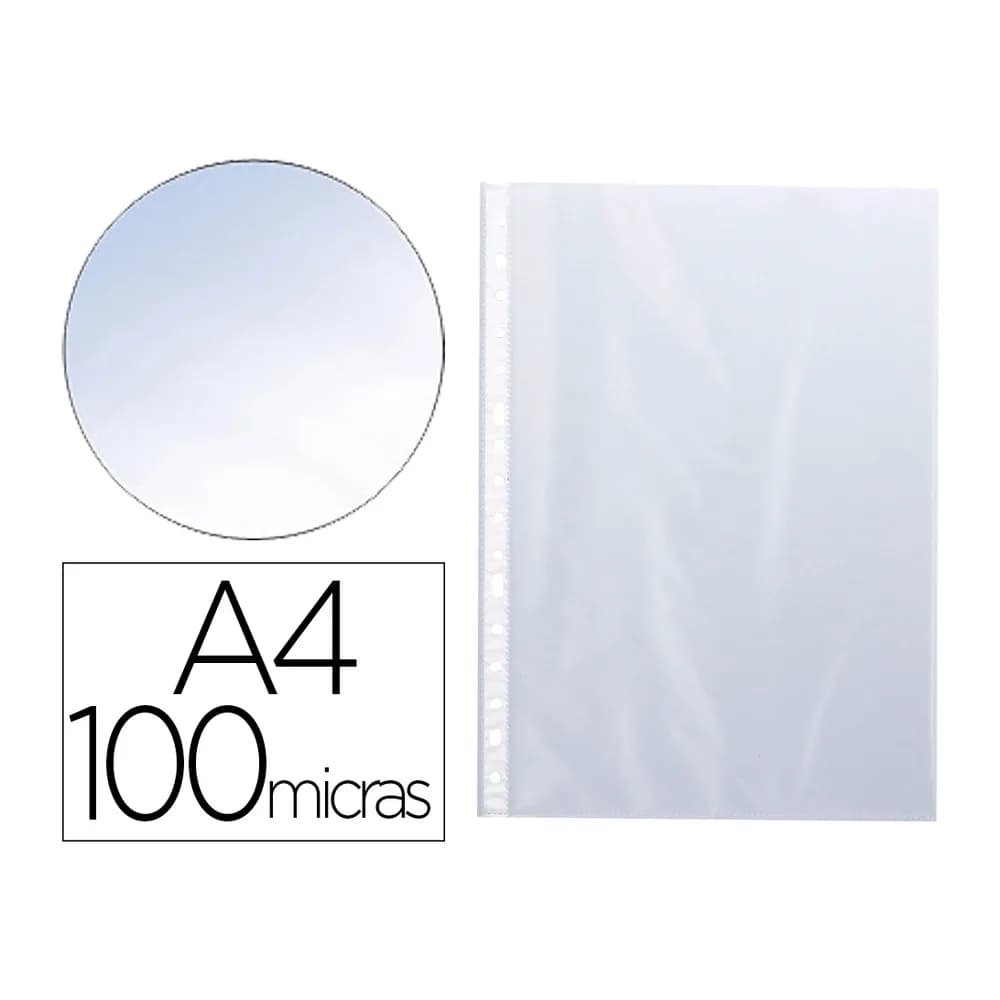 Q-connect Funda multitaladro q-connect din a4 100 mc cristal bolsa de 10 unidades