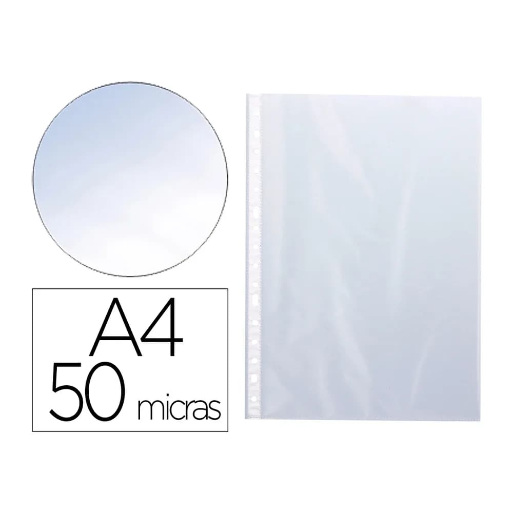 Q-connect Funda multitaladro q-connect din a4 50 mc cristal bolsa de 10 unidades