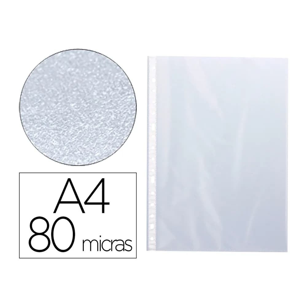 Funda multitaladro q-connect din a4 80 mc cristal bolsa de 10 unidades