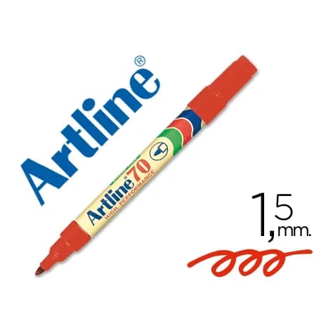 Artline Rotulador artline marcador permanente ek-70 punta redonda 1.5 mm papel metal y cristal · Rojo