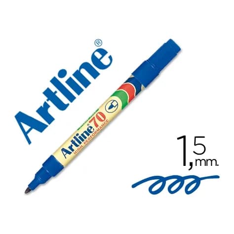 Artline Rotulador artline marcador permanente ek-70 punta redonda 1.5 mm papel metal y cristal · Azul