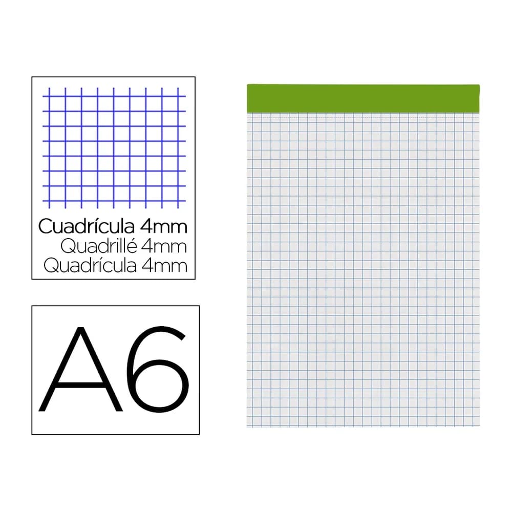 Liderpapel Bloc notas liderpapel cuadro 4 mm 80 hojas perforado sin tapa