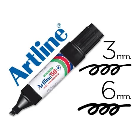 Artline Rotulador artline marcador permanente ek-50 -punta biselada 6 mm -papel metal y cristal · Negro