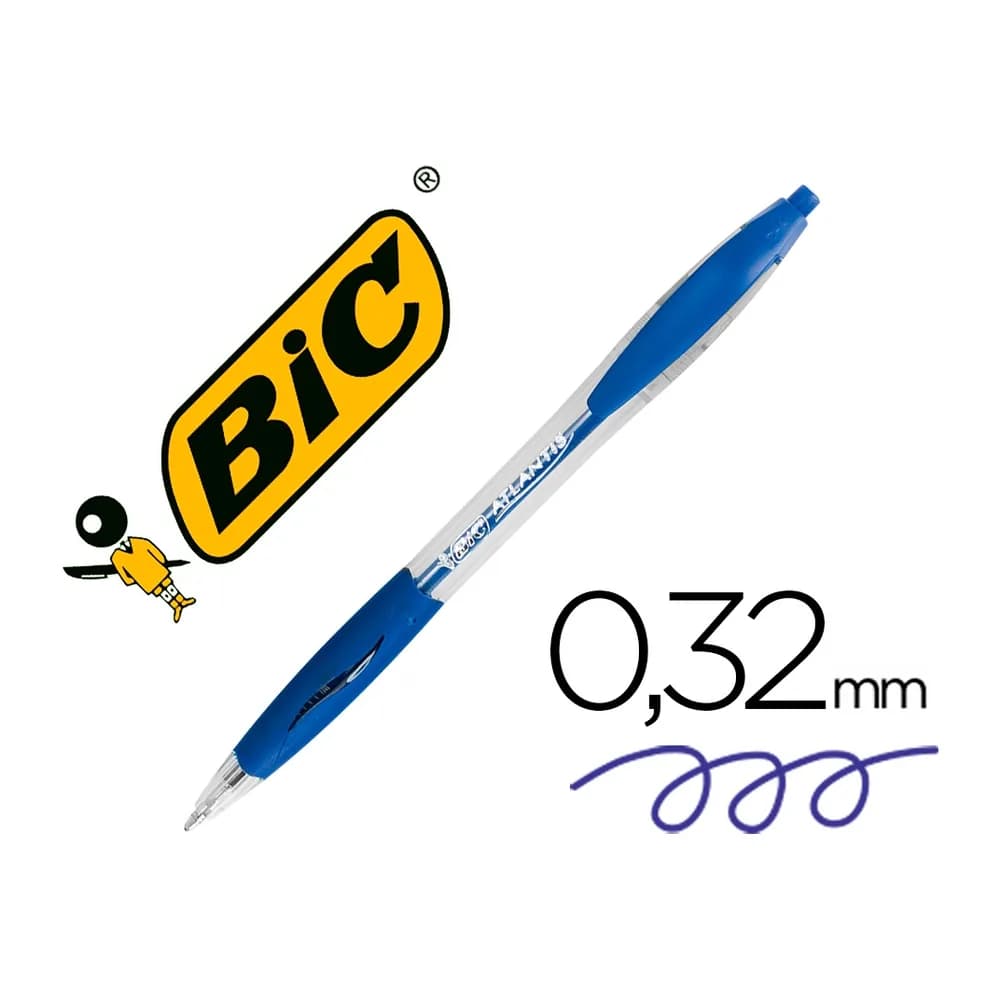 Bic Boligrafo bic atlantis azul retractil tinta aceite punta de 1 mm