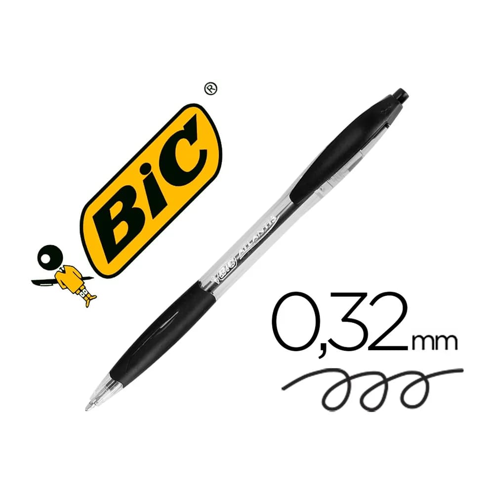 Bic Boligrafo bic atlantis negro retractil tinta aceite punta de 1 mm