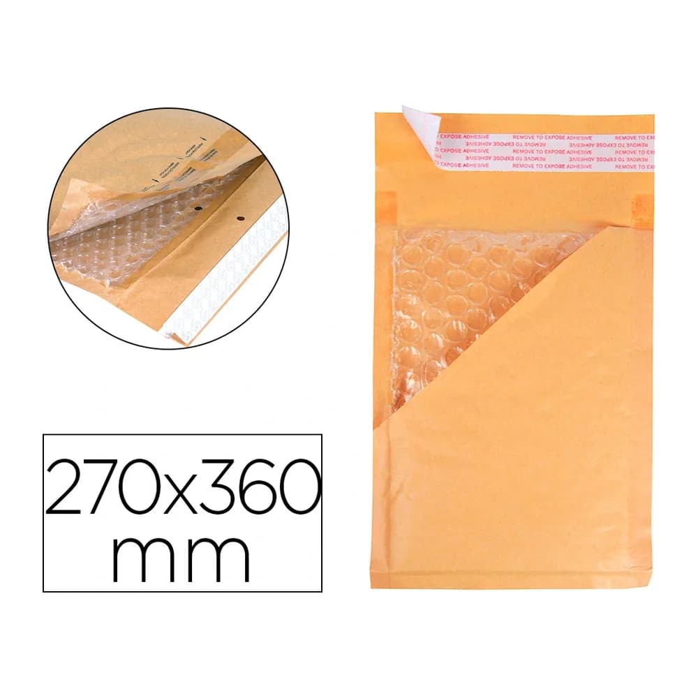 Q-connect Sobre burbujas crema q-connect h/5 270 x 360 mm caja de 50 un