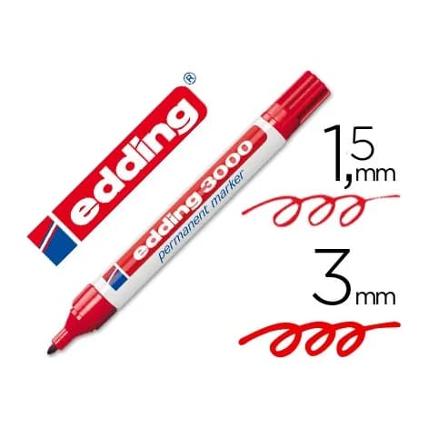 Edding Rotulador edding marcador permanente 3000 rojo punta redonda 1,5-3 mm recargable
