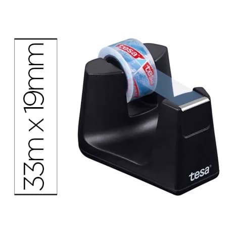 Tesa Portarrollo sobremesa tesa plastico easy cut smat para cintas de 33 m color negro