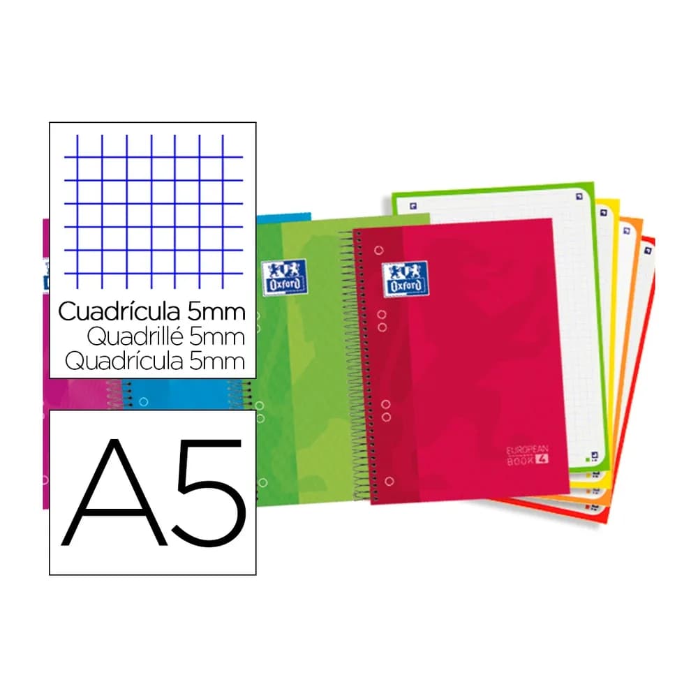 Oxford Bloc espiral oxford tapa extradura optik paper microperforado 120 h 50% hojas gratis cuadros 5 mm