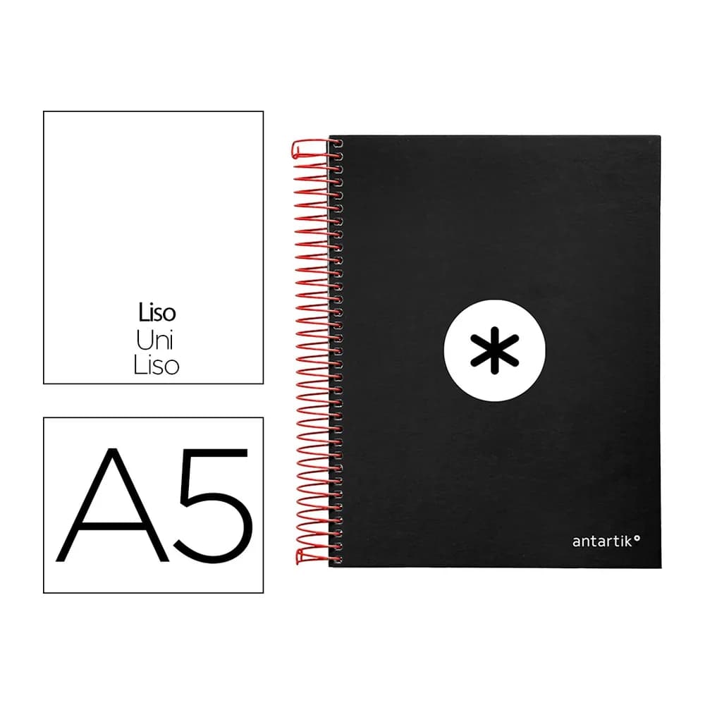 Antartik Cuaderno espiral a5 micro antartik tapa forrada 120h 90g liso con bandas 6 taladros