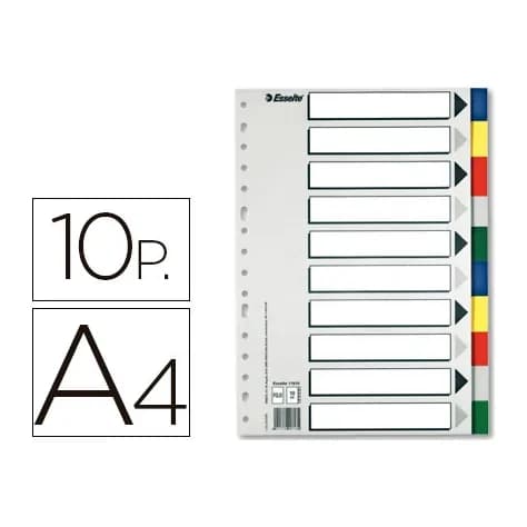 Esselte Separador esselte plastico juego de 10 separadores con 5 colores multitaladro