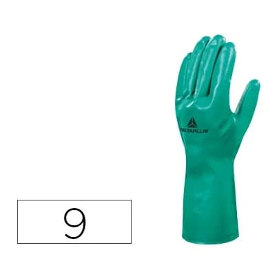 Deltaplus Guantes deltaplus tratado en nitrilo flocado de algodon especial para trabajos con liquidos quimicos talla 9