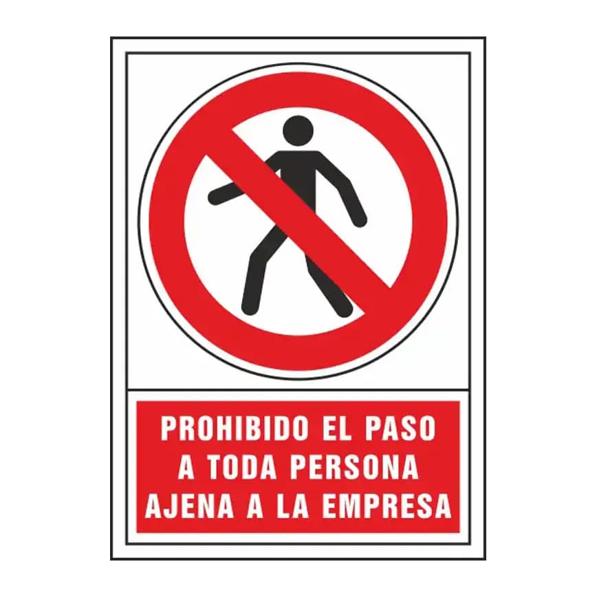 Syssa Pictograma syssa señal de prohibicion prohibido el paso a toda persona ajena a la empresa en pvc 245x345 mm