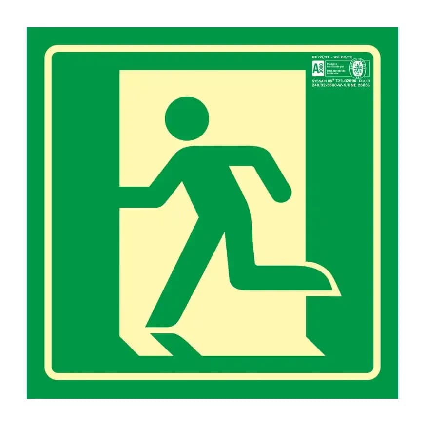 Syssa Pictograma syssa señal de salida de emergencia izquierda en pvc fotoluminiscente 210x210 mm