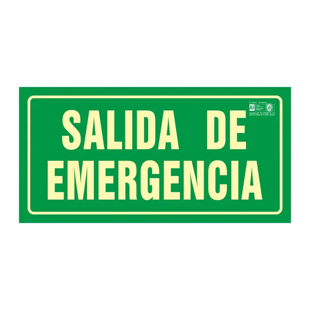 Syssa Pictograma syssa señal de salida de emergencia en pvc fotoluminiscente 320x160 mm