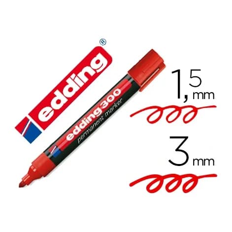 Rotulador edding marcador permanente 300 rojo punta redonda 1,5-3 mm recargable