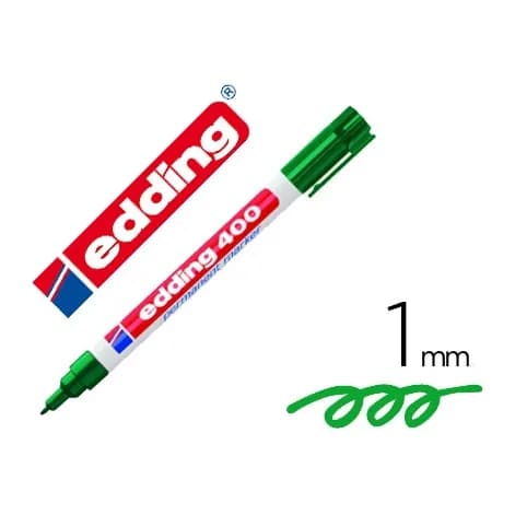 Edding Rotulador edding marcador permanente 400 verde punta redonda 1 mm recargable