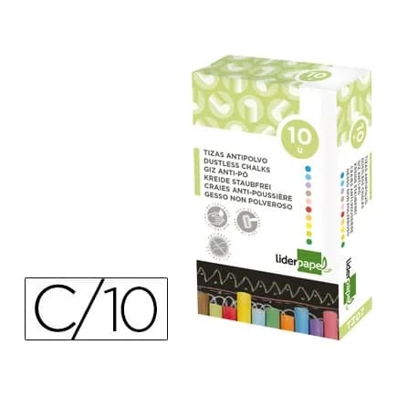 Liderpapel Tiza color antipolvo liderpapel caja de 10 unidades colores surtidos