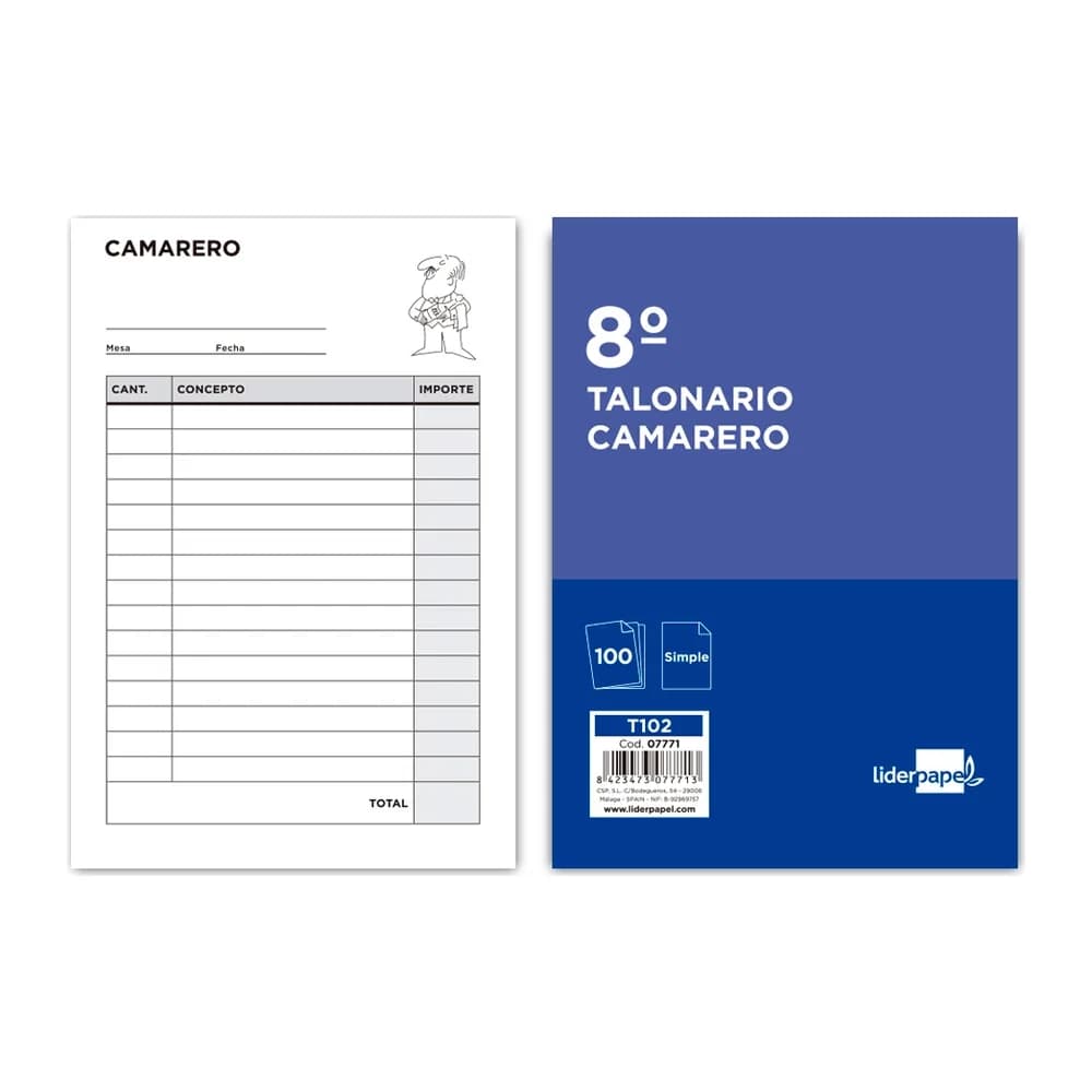 Liderpapel Talonario liderpapel camarero octavo sin iva 102
