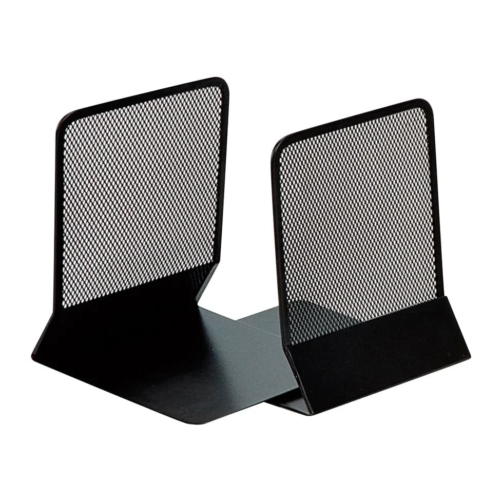Q-connect Apoyalibros metalico q-connect kf15098 rejilla negro juego 165x152x135 mm