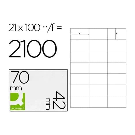 Q-connect Etiqueta adhesiva q-connect kf10648 tamaño 70x42 mm fotocopiadora laser ink-jet caja con 100 hojas din a4