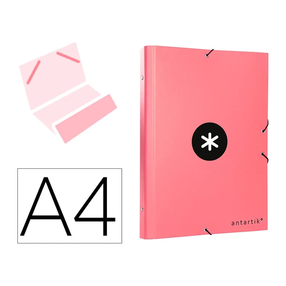 Carpeta antartik clasificadora a4 12 departamentos goma carton forrado color coral